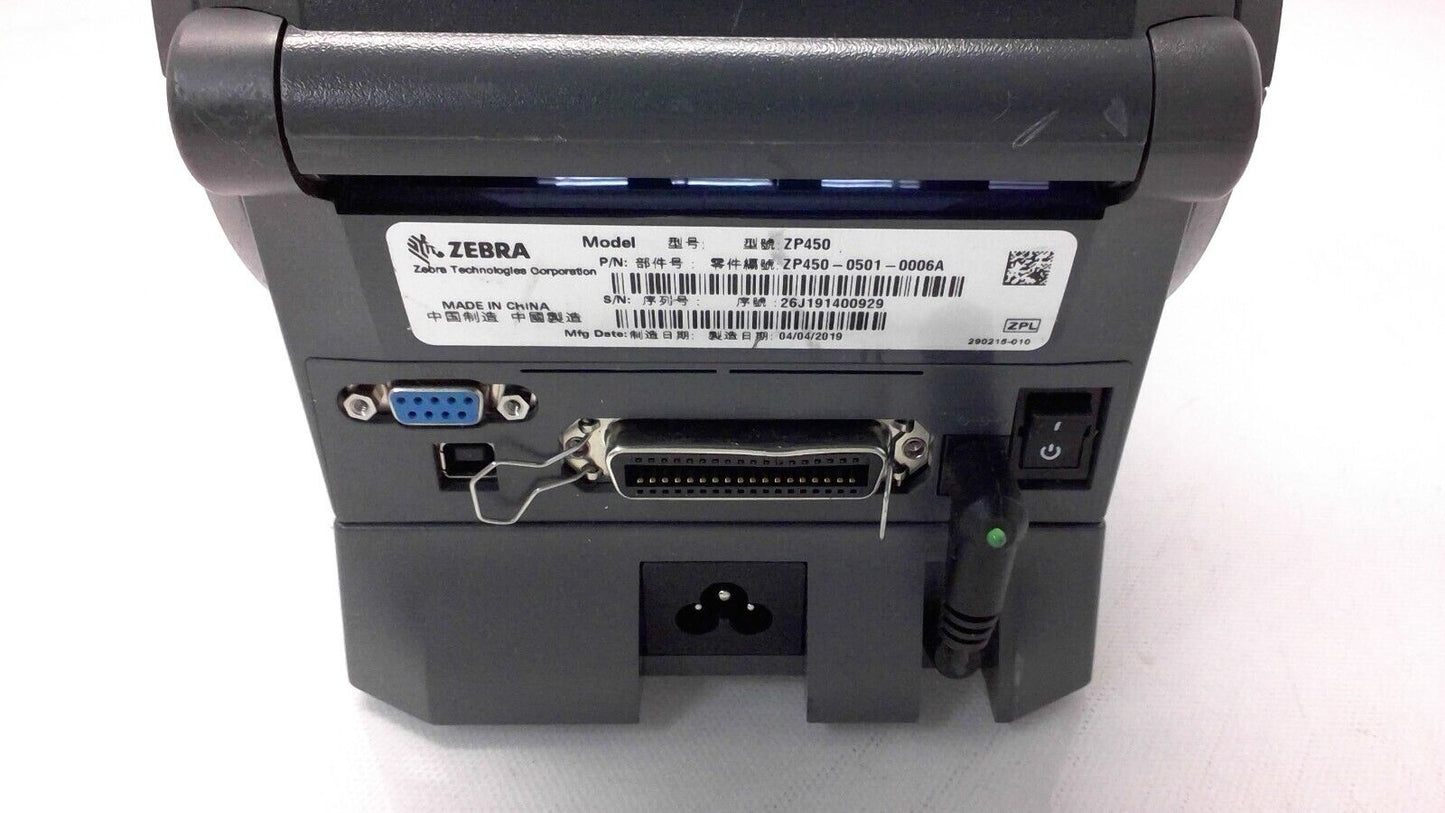 Zebra ZP450 Direct Thermal Printer ZP450-0501-0000A Parallel Port Damage #