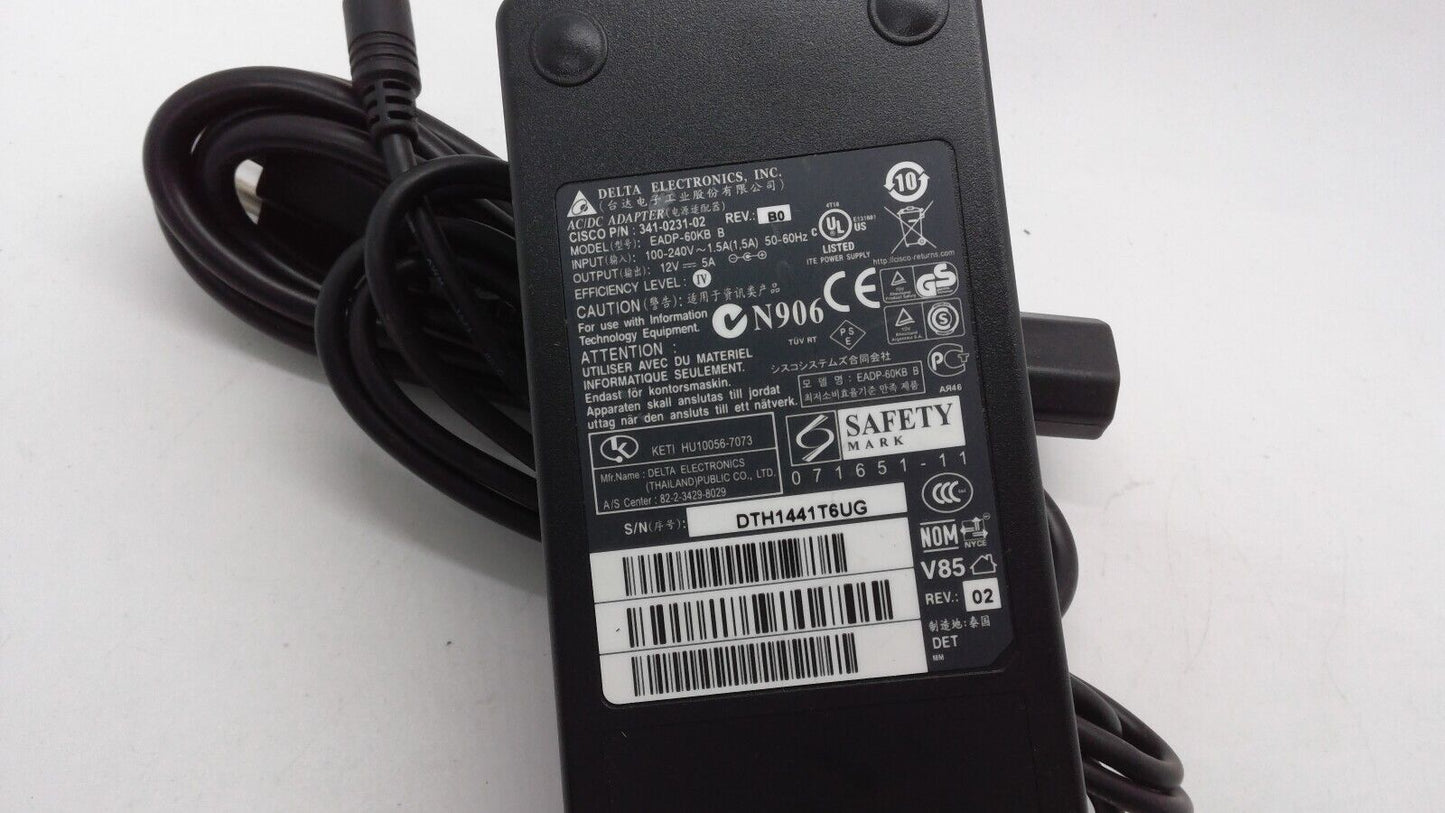 Genuine Delta EADP-60KB B 60W Laptop AC Adapter 341-0231-02 12V 5A OEM W/Cord