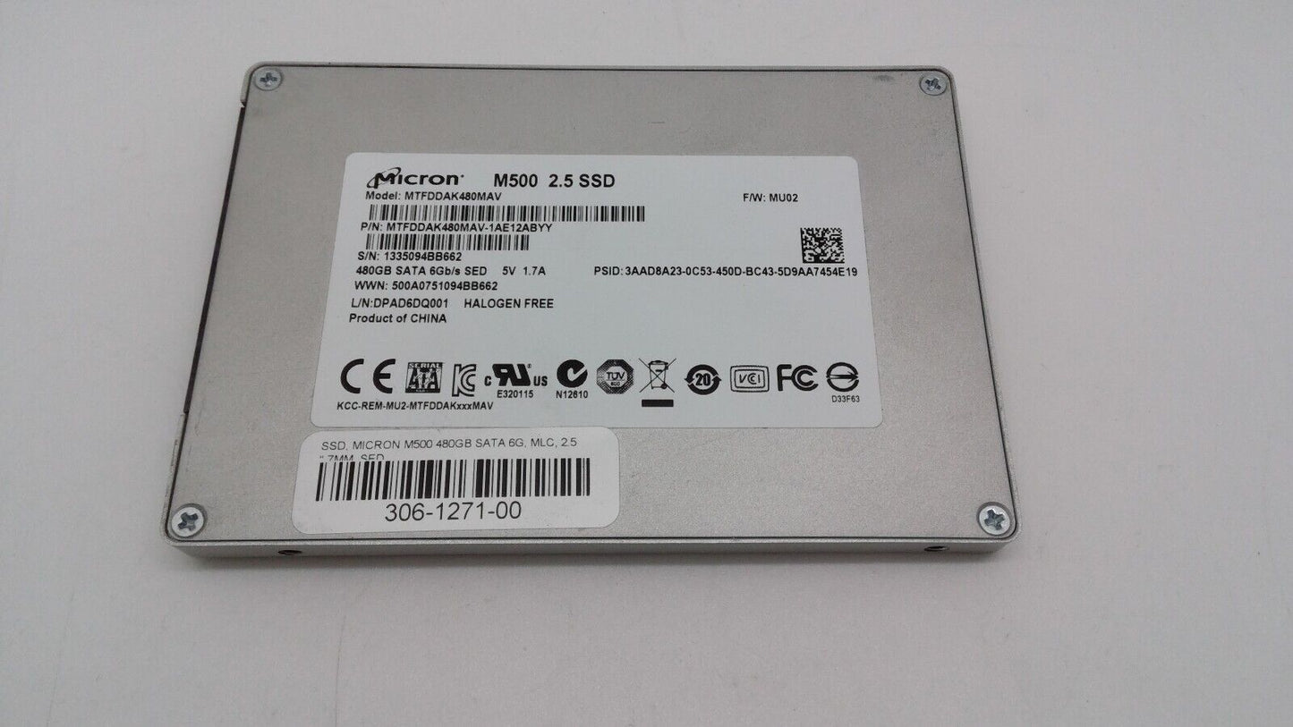 Micron MTFDDAK480MAV M500 480GB 2.5" SATA 6Gbps SED Solid State Drive