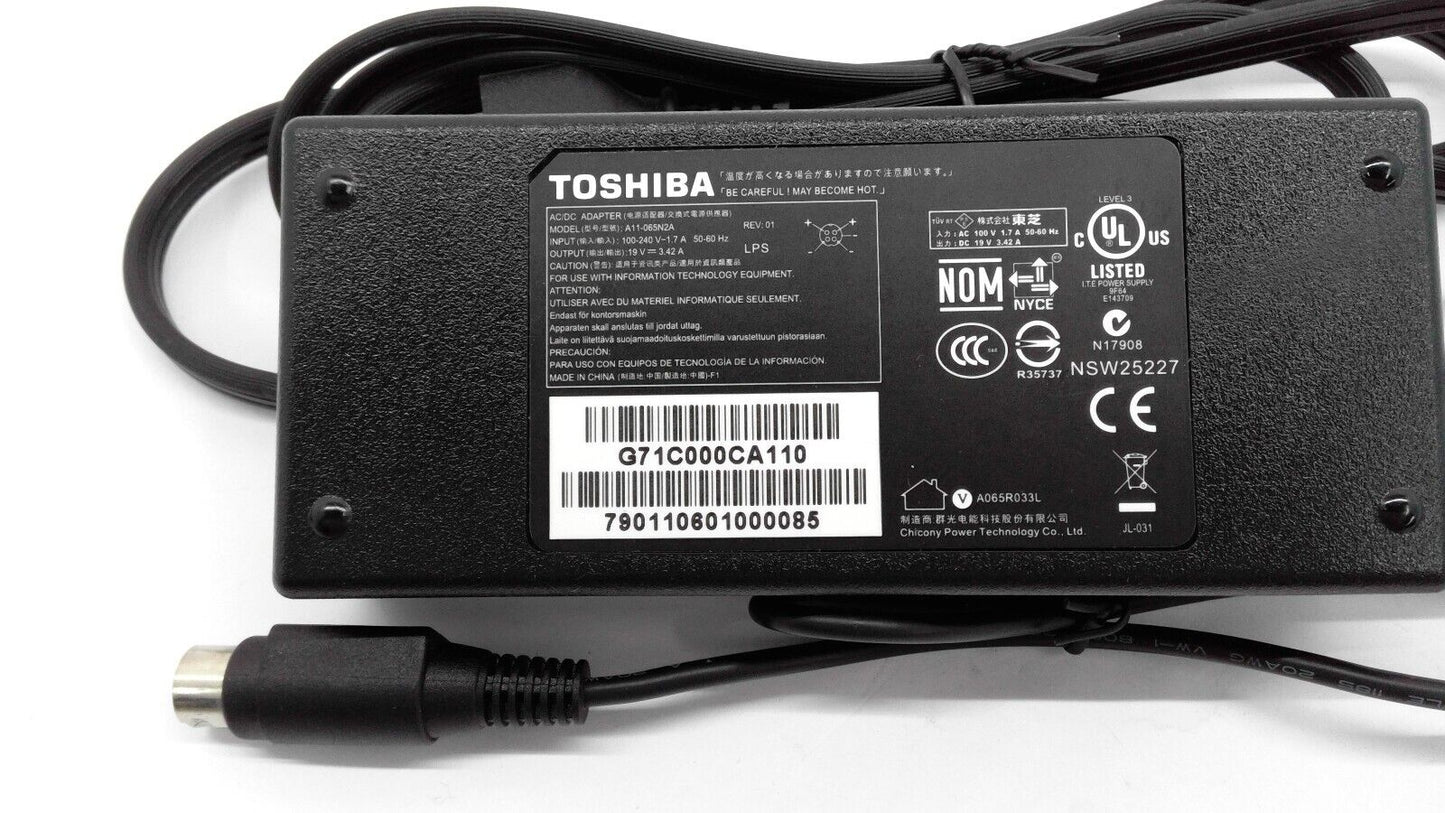 Genuine AC Adapter Power Supply Toshiba A11-065N2A 4 pin 65W W/P.Cord