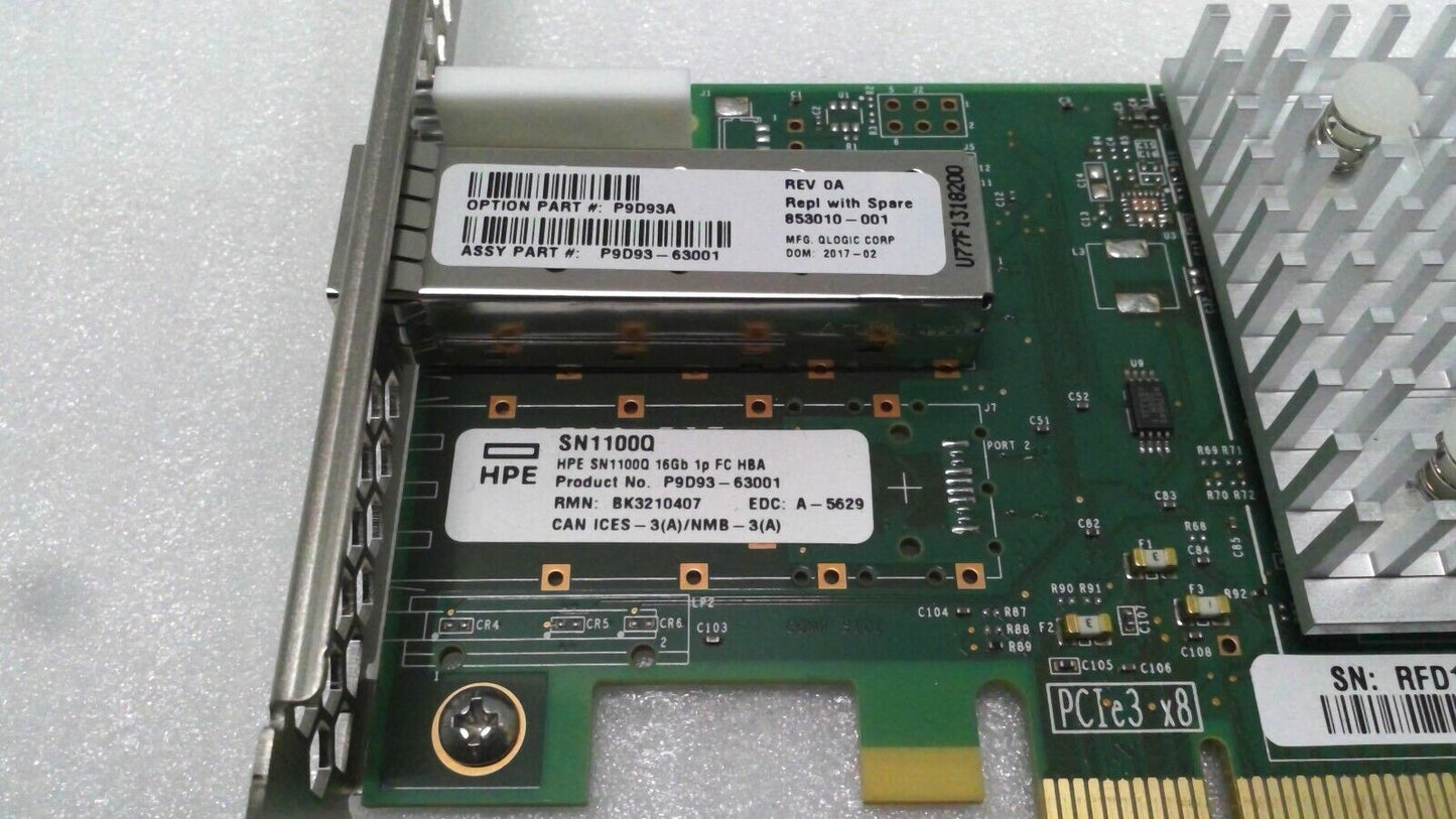 853010-001 HPE StoreFabric SN1100Q 16Gb 1-port HBA P9D93A P9D93-63001