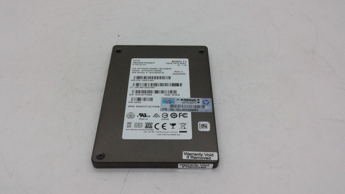 HP M500DC SATA Internal SSD 2.5" MTFDDAK120MBB- 1AE1ZABHA 120GB SSD