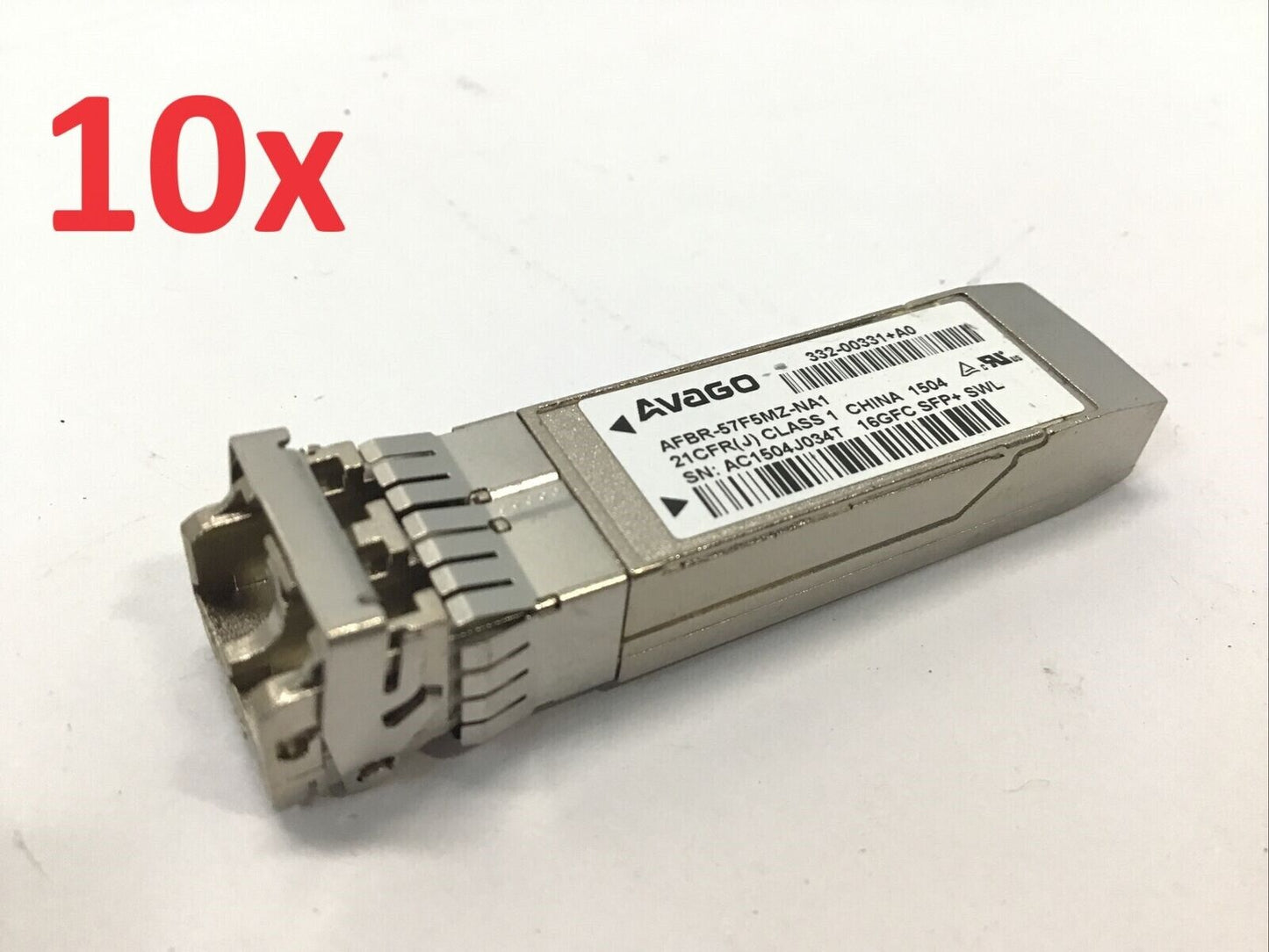 Lot of 10 - Avago AFBR-57F5MZ 16Gb SFP+ SR SWL Optical Transceiver Module