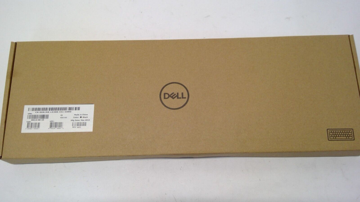 Dell USB KB216  KB216 US Black Slim Wired PC Desktop Office New In Box