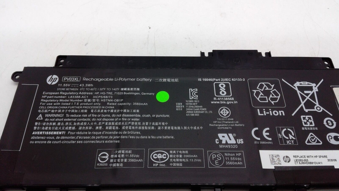 Genuine PV03XL Battery For HP Pavilion 13 14 X360 L83388 HSTNN-OB1P 43.3Wh