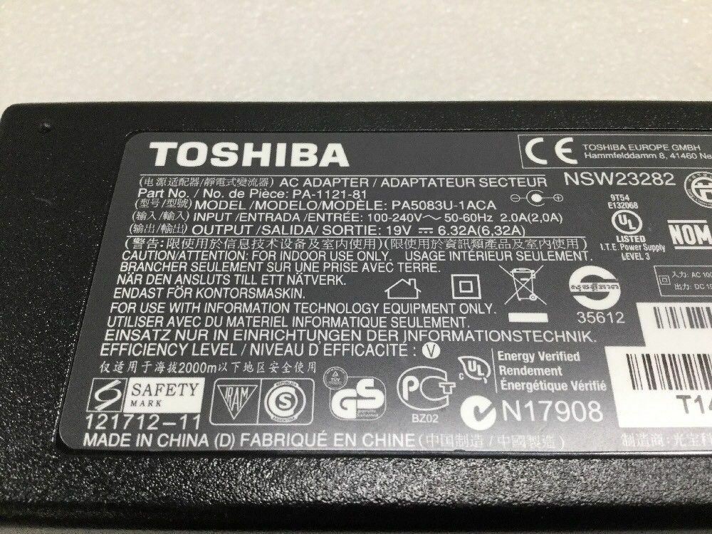 Genuine Toshiba 120W 19V Laptop AC Adapter PA5083U-1ACA PA-1121-81 NSW23282