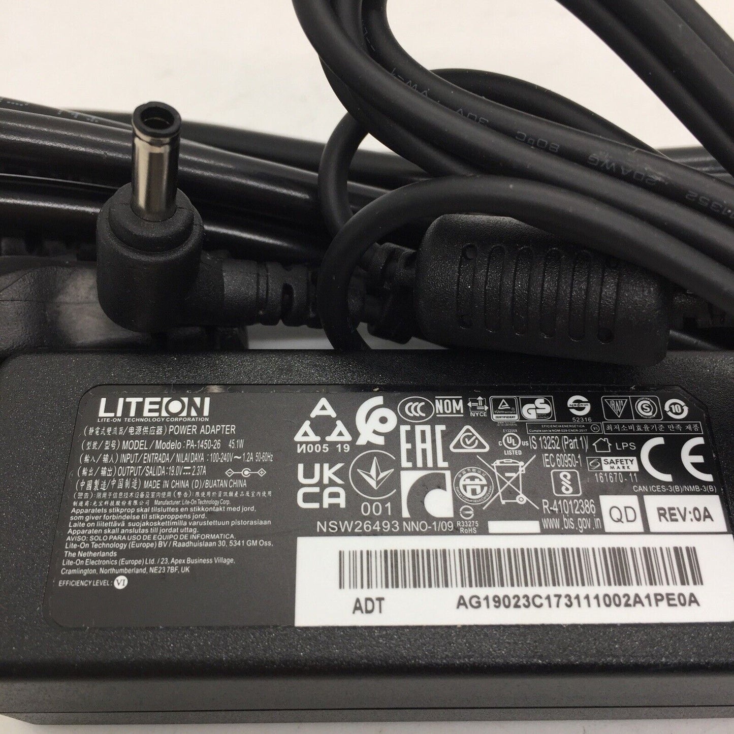 Lot of 10 - Liteon PA-1450-26 Laptop Ac Adapter 19V 2.37A 45W with 4.5x2.5mm tip