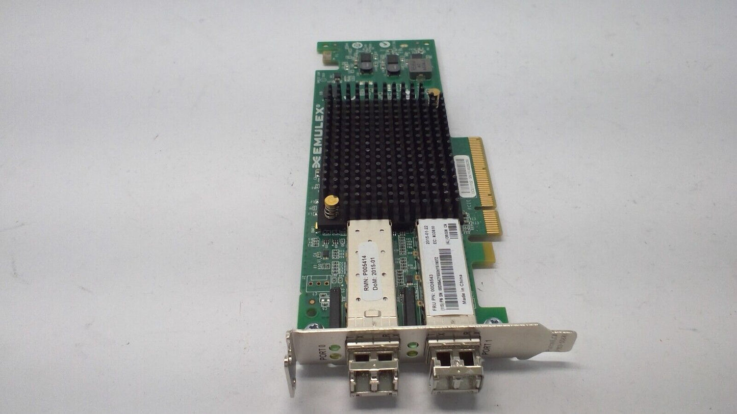 Emulex OCE11102 10GB SFP+ Gigabit Ethernet Server Adapter PCI-e 00D8543 w/2 SFP