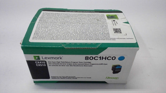 GENUINE LEXMARK HI-YLD CYAN TONER CARTRIDGE 801HC CX410 CX510 80C1HC0 NEW SEALED