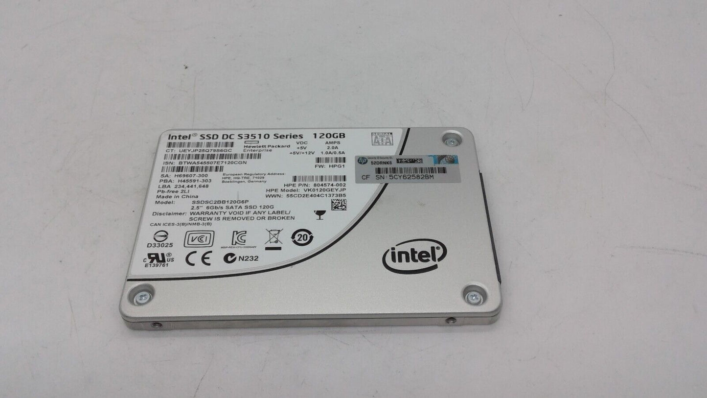 Intel 120GB  SSD DC S3510 6Gb/s 2.5" SATA SSDSC2BB120G6P Solid State Drive