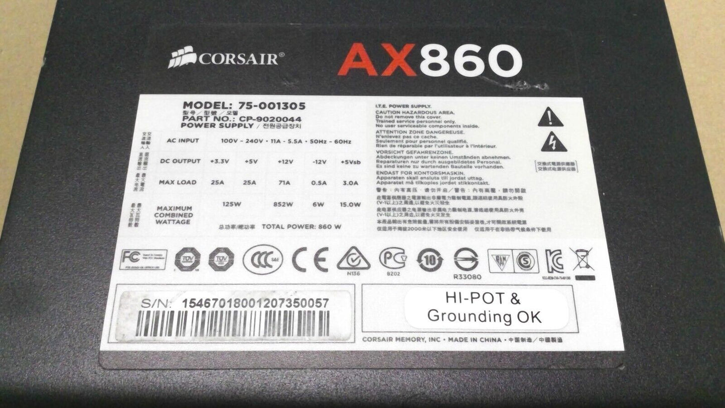 Corsair AX860 860W ATX PSU Power Supply, Fully Modular