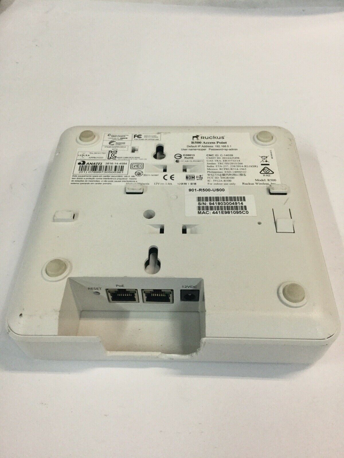 Ruckus Zoneflex R500 Dualband Wireless Access Point US00 #