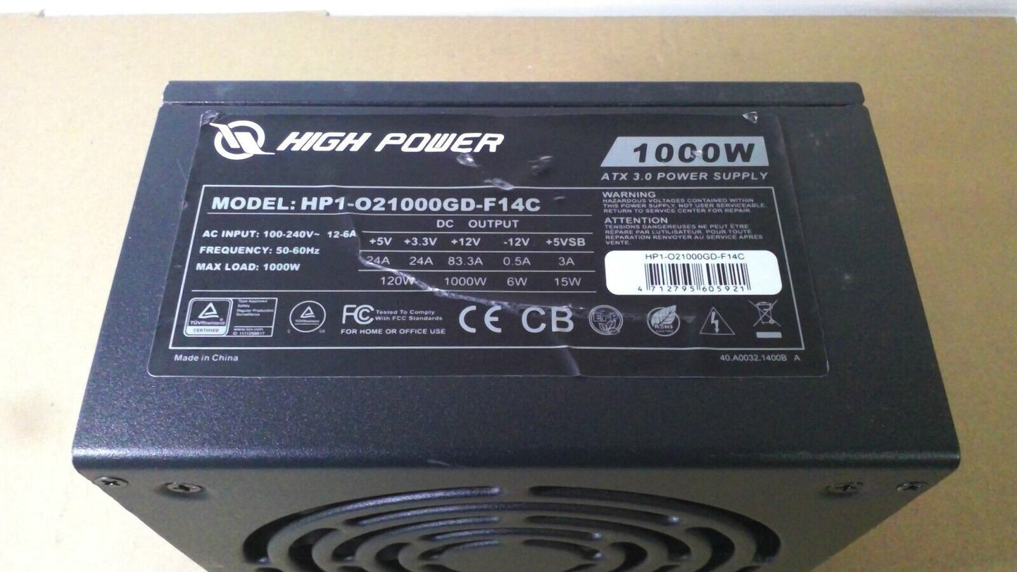 HIGH POWER HP1-O21000GD-F14C 1000W ATX PSU Power Supply, Fully Modular