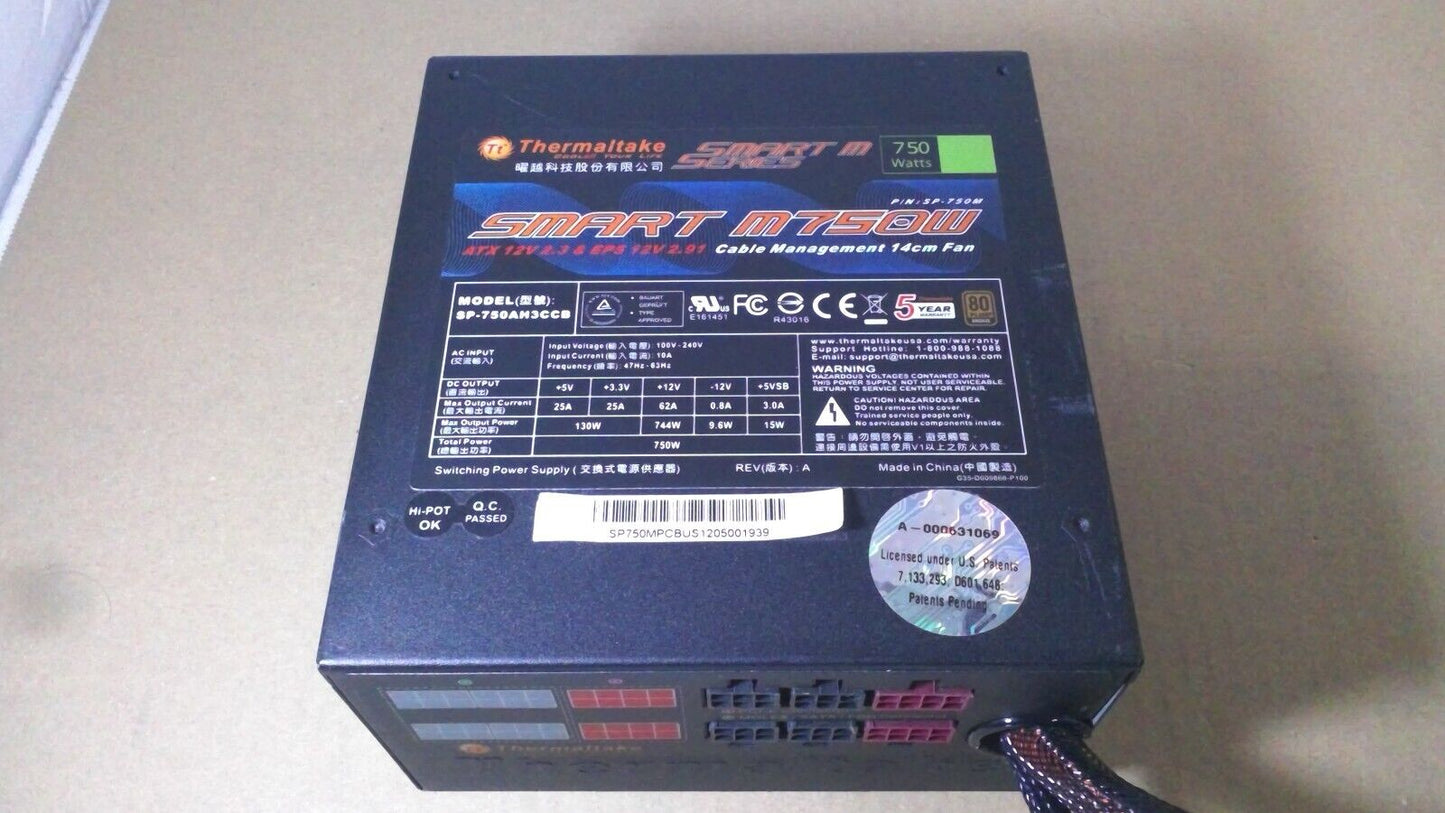 Thermaltake SMART M M750W ATX PSU Power Supply, Semi Modular 80+ Bronze