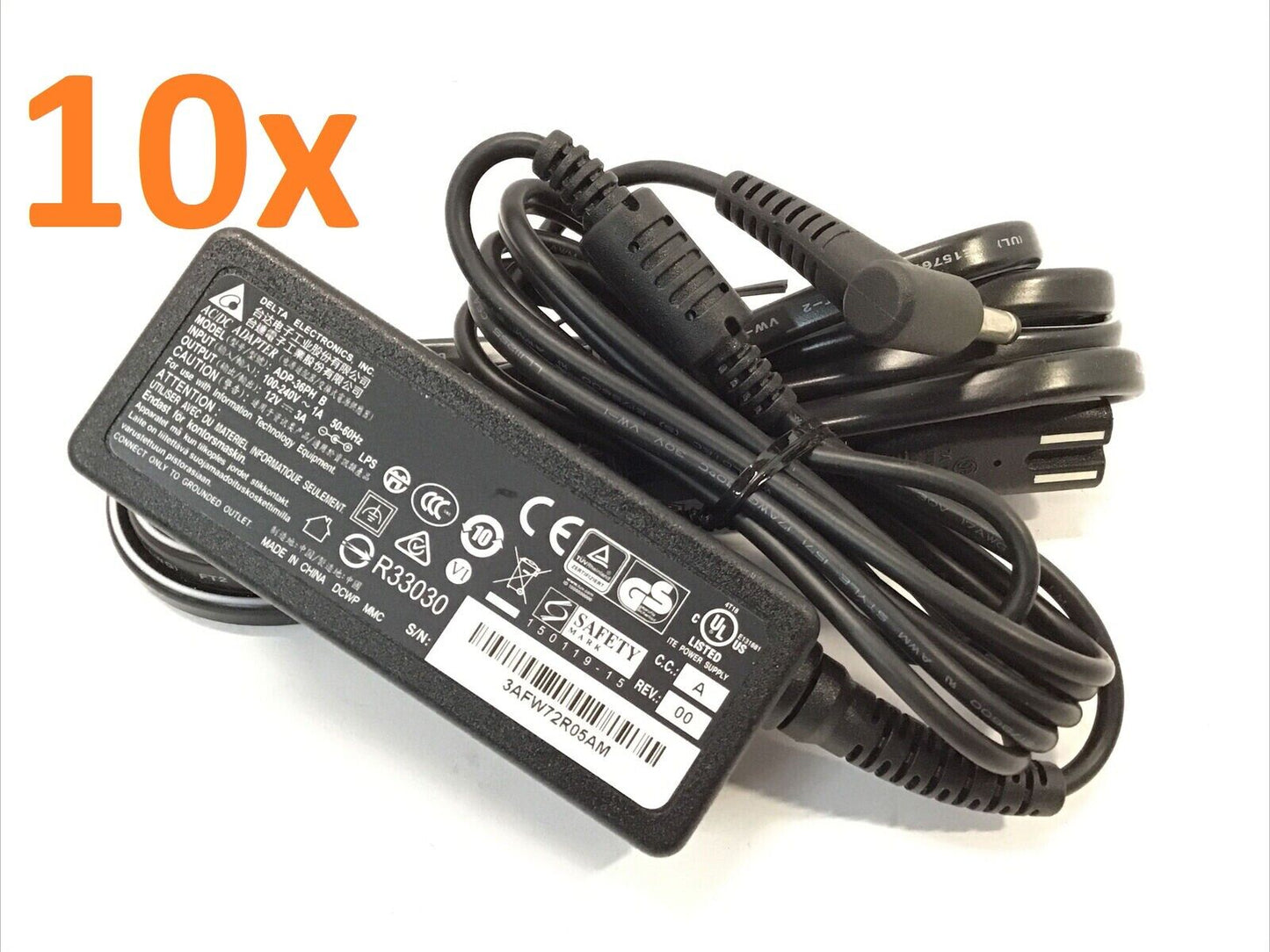 Lot of 10 - Delta 36W Power Supply 12V 3A Charger 100-240V ADP-36PH AC Adapter