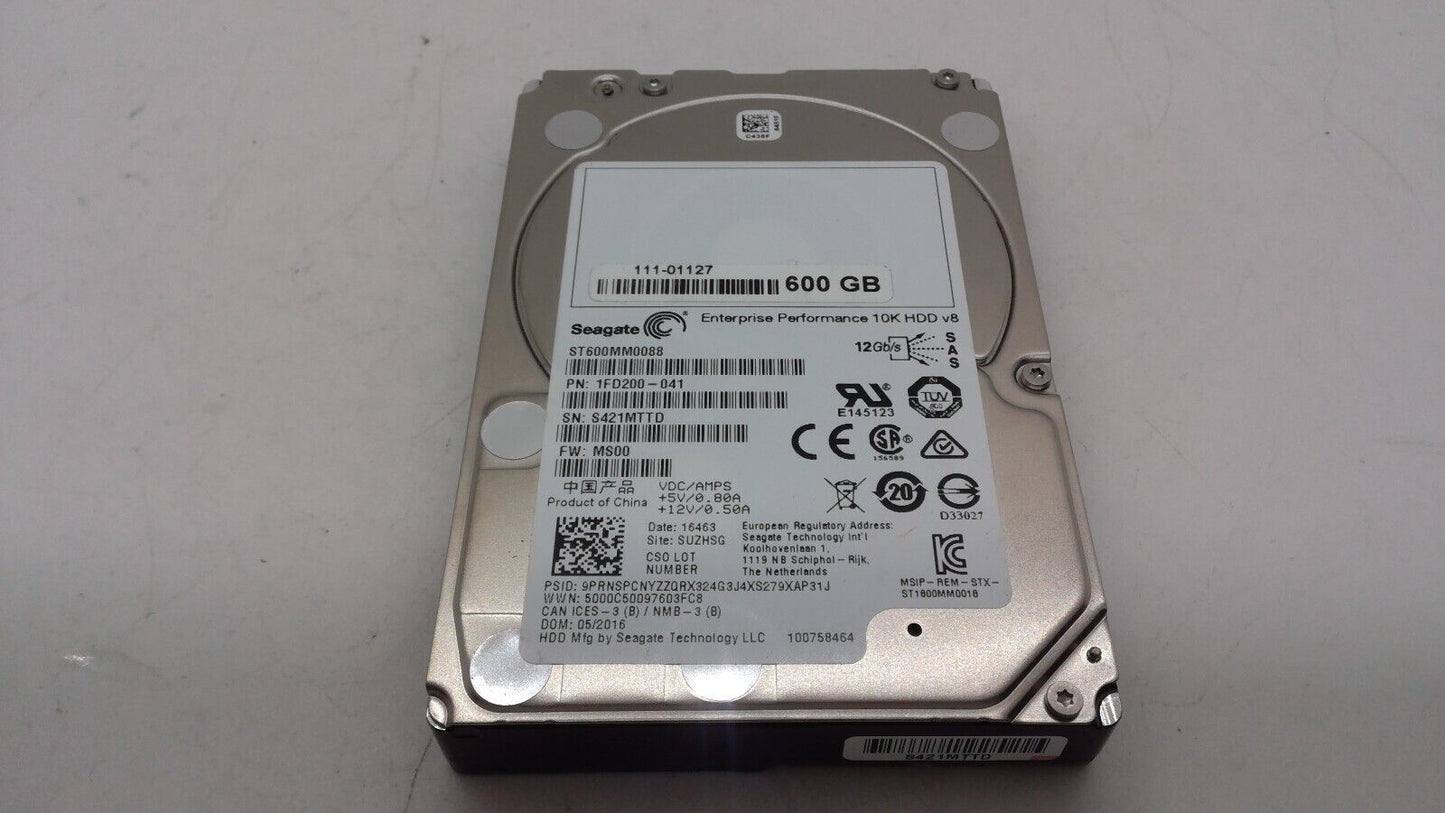 Seagate ST600MM0088 600GB 12G 10K SAS 2.5'' Internal Hard Drive 1FD200-041