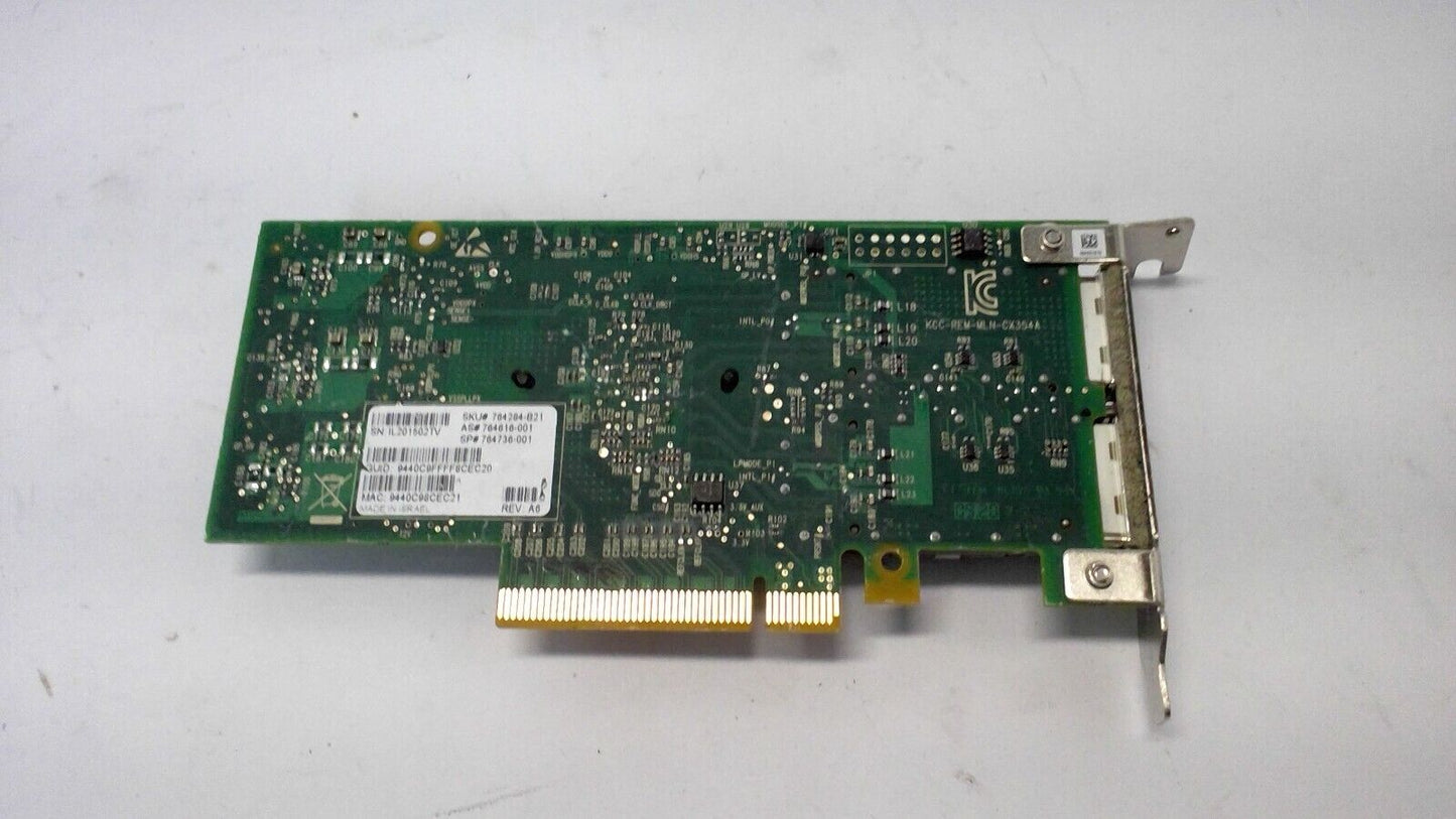 HPE 764284-B21 2-Port 10GB/40GB 544+ QSFP IB FDR/EN PCIe 3.0 x8 HCA 764736-001