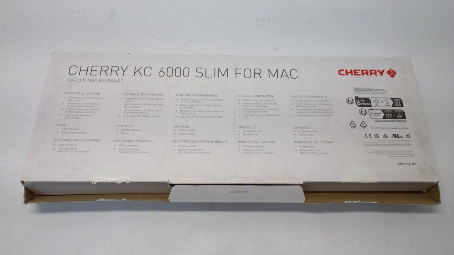 Cherry KC 6000 Slim 110-Key Wired Keyboard for Mac Silver JK-1610US-1