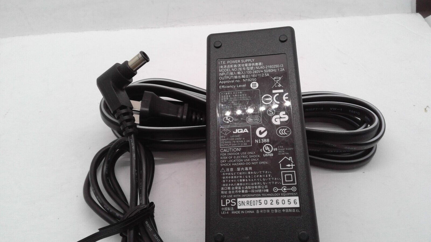 Genuine I.T.E Power Supply Adapter NU40-2160250-I3 16V 2.5A 40W w/P.Cord