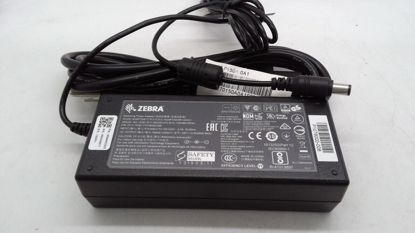 Genuine Zebra 60W 24V 2.5A AC Power Adapter Charger FSP060-RPAC P1076000-006