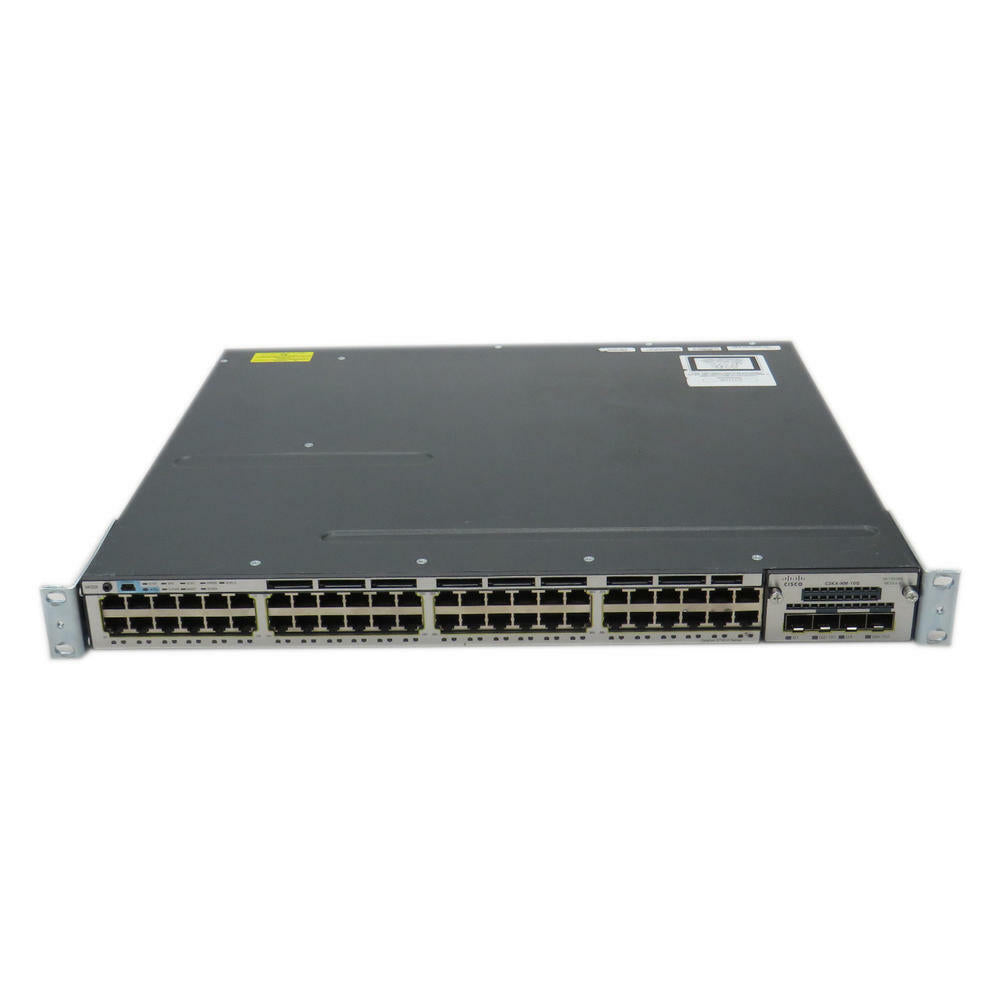 Cisco WS-C3750X-48PF-S 48 Port PoE Gigabit Switch w/ C3KX-NM-10G & Dual 1100WAC