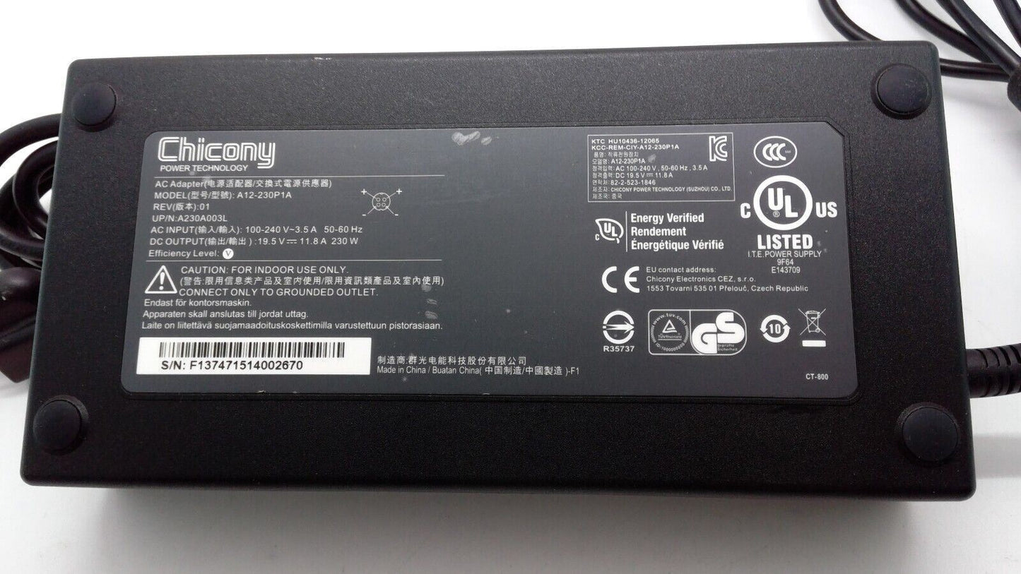 Genuine Chicony  4-Hole power AC Adapter  A12-230P1A  19.5V  11.8A  230W