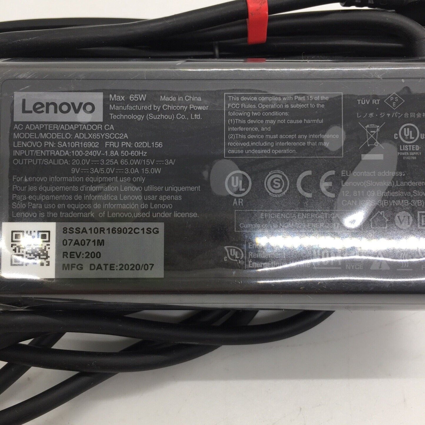 Genuine Lenovo Max 65w 20V 3.25A  AC Adapter  USB Type C Model ADLX65YSCC2A