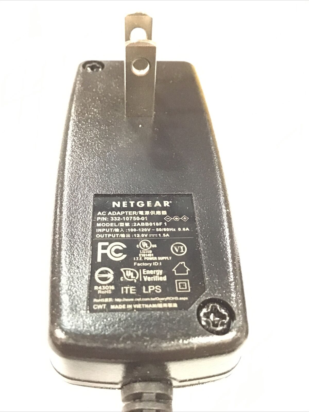 NETGEAR 12V 1.5A  AC DC ADAPTER 2ABB018F 332-10927-01 Power Supply 5.5mm tip