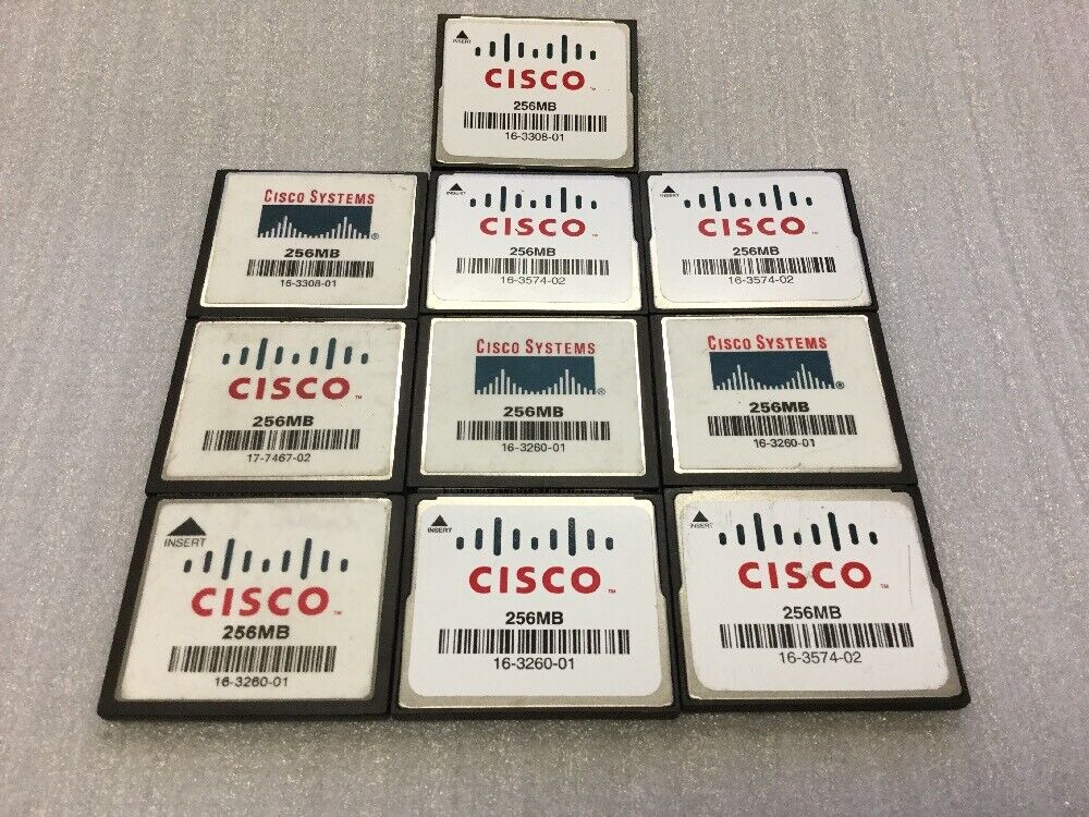 Lot of (10) CISCO 256MB CF COMPACT Flash Card for 2900 2801 2811 2821 2851 3825