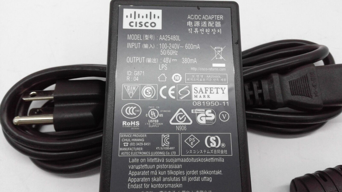 Cisco AA25480L AC Adapter Power Supply Cord Charger P/N:341-0306-02 48V 380mA