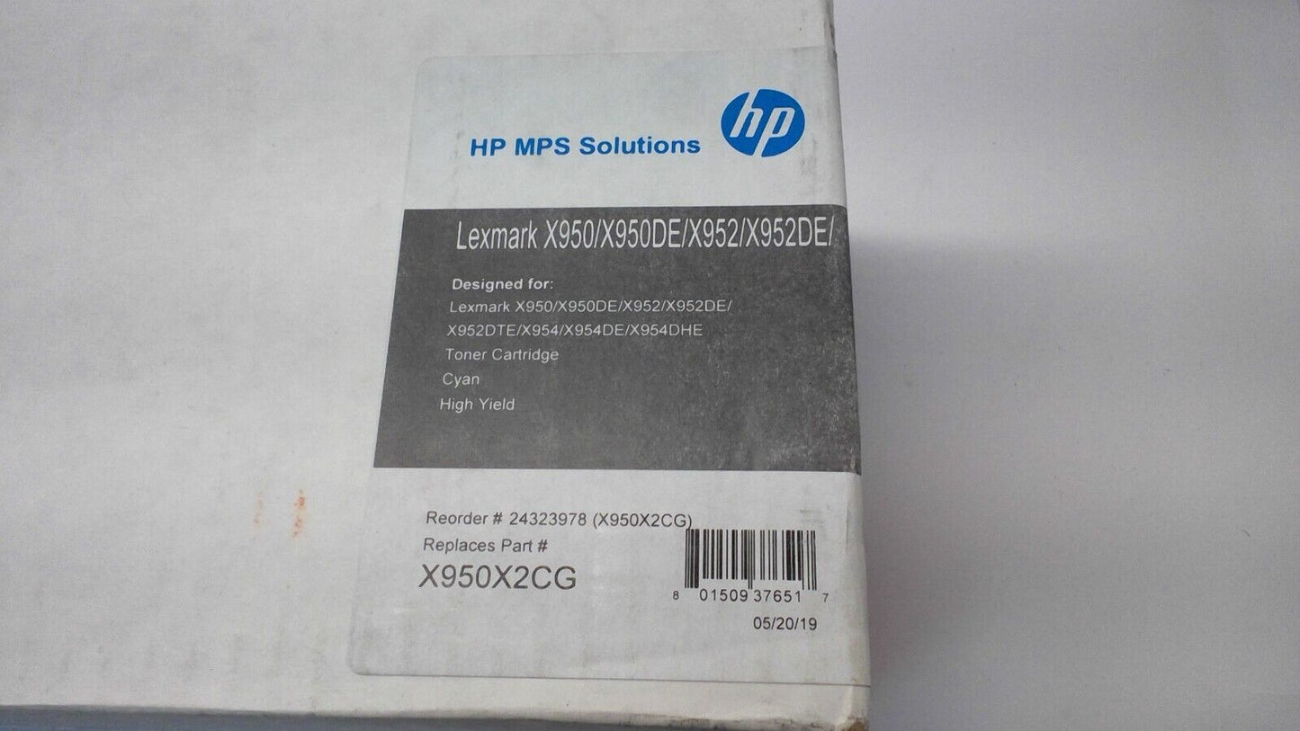 HP MPS Solutions for Lexmark X950X2CG Cyan Toner Cartridge X950 X950DE