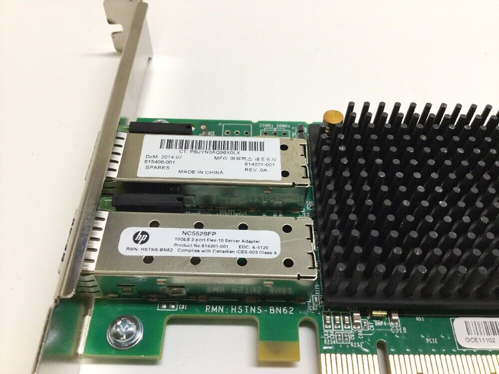 614203-B21 HP NC552SFP DUAL PORT 10Gb SFP+ SERVER ADAPTER PCI-e OCE11102-HP