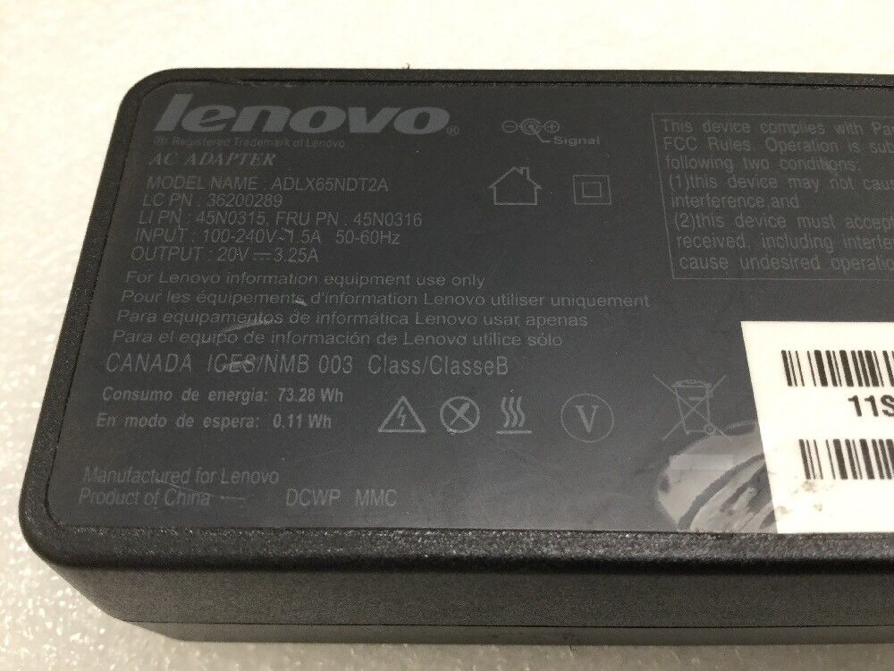 OEM Lenovo Laptop AC Adapter 65W 20V 45N0316 92P1160 92P1156 42T4416 42T4417