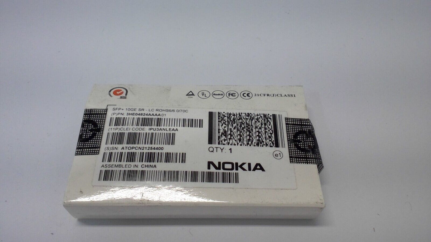 Alcatel-Lucent NOKIA  3HE04824AAAA01 SFP+ 10GE SR-LC ROSH 6/6 TRANSCEIVER