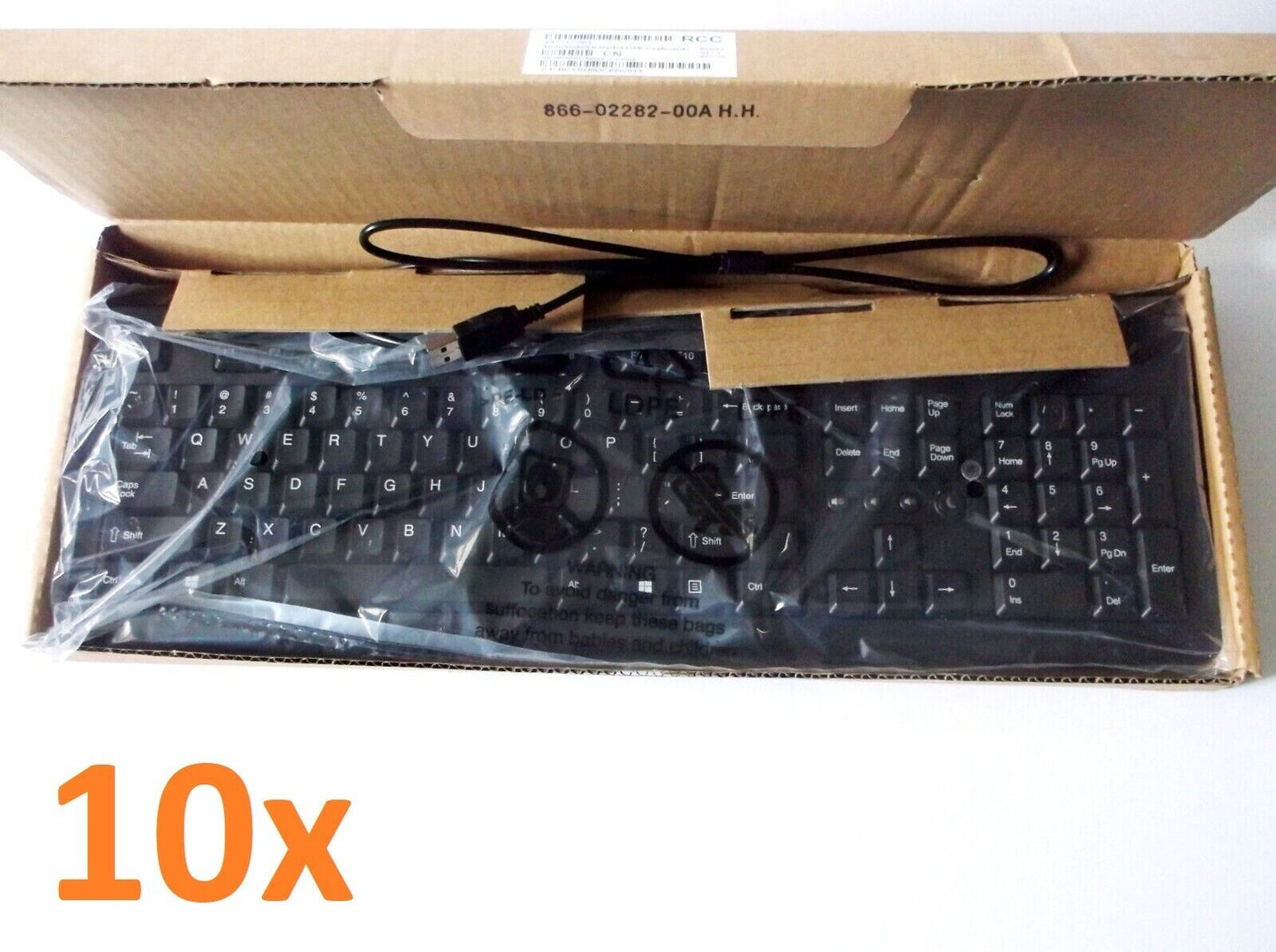 Lot of 10 - NEW HP SK-2086 WIRED USB FULL STANDARD DESKTOP KEYBOARD 697737-001