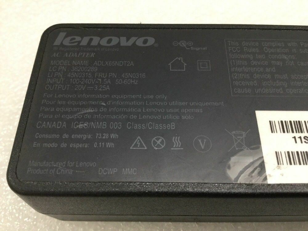 Lot of 10 - Lenovo Laptop AC Adapter 65W 20V 45N0316 45N0315 92P1156 42T4416