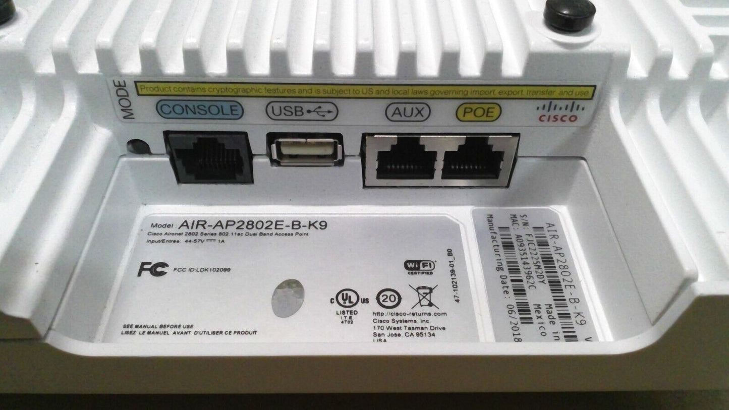 Cisco Aironet 2802 Series AIR-AP2802E-B-K9 802.11ac Dual Band Access Point