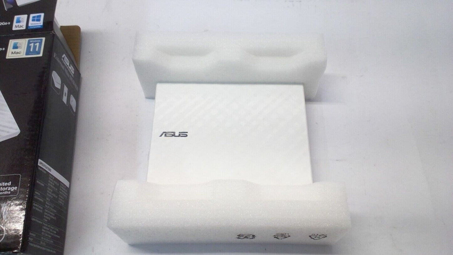 Asus SDRW-08D2S-U Slim external DVD RW drive USB DVD writer white No Cable