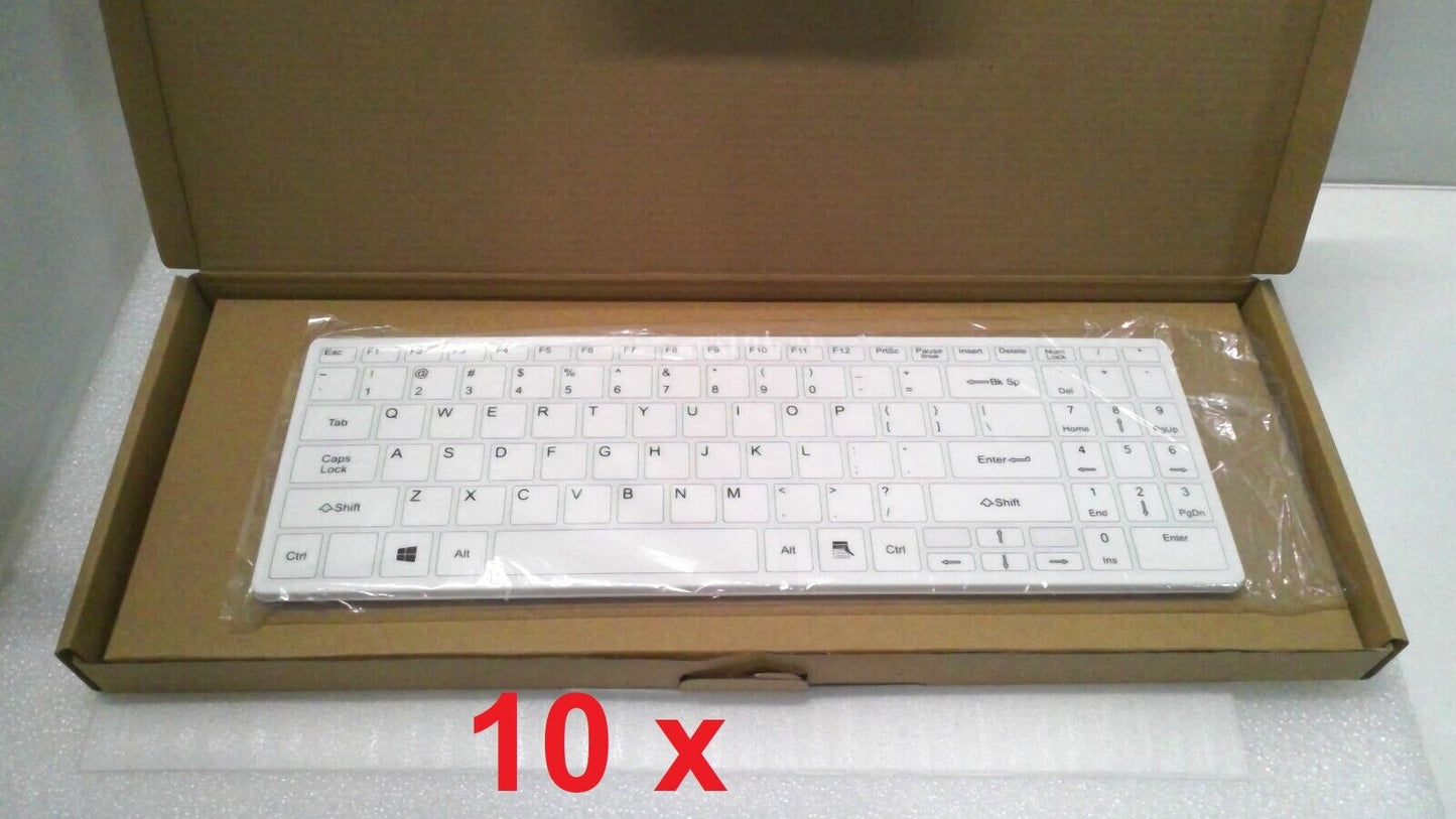 Lot of 10 - NEW HP 926941-001 WIRED USB KEYBOARD Healthcare Edition, White