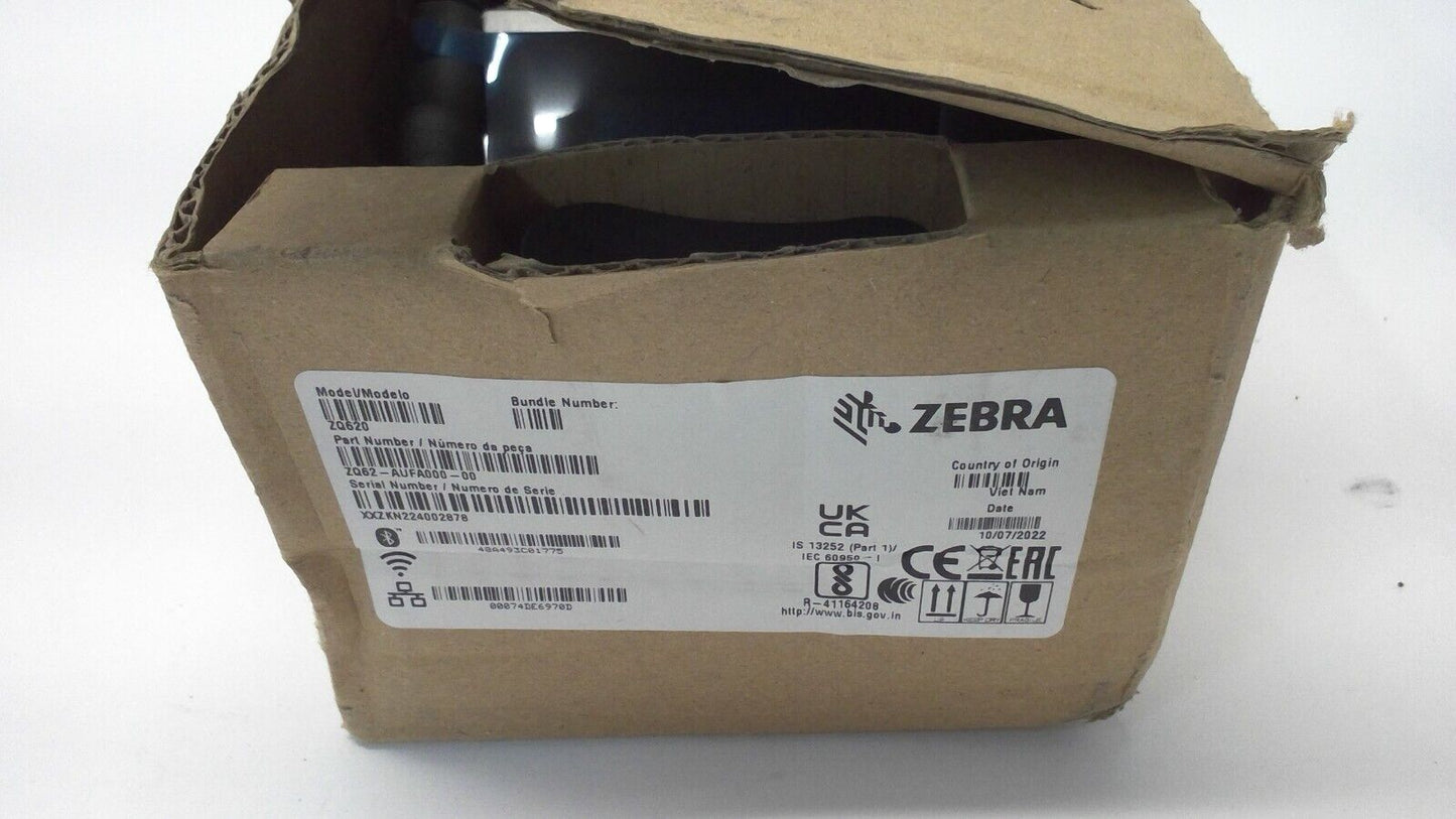 Zebra ZQ620 WIFI/Bluetooth Mobile Direct Thermal Printer W/Battery And Belt Clip