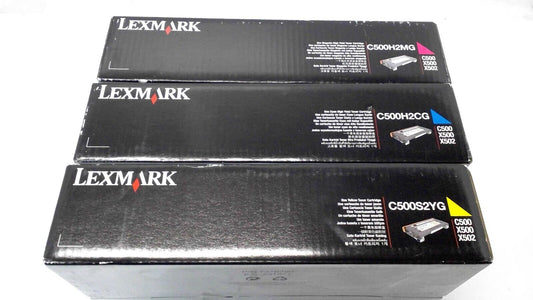 Lexmark High Yield Toner 3pk: YELLOW C500S2YG /CYAN C500H2CG / MAGENTA C500H2MG