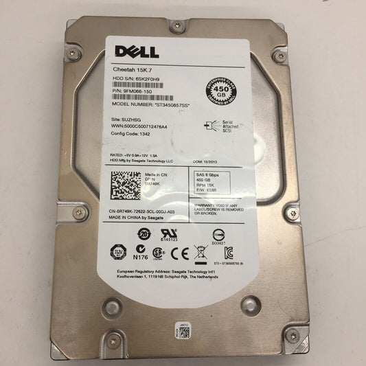 Dell 450GB HDD RPM 15K 6Gb/s 3.5" SAS SERVER Hard Drive 0R749K R749K