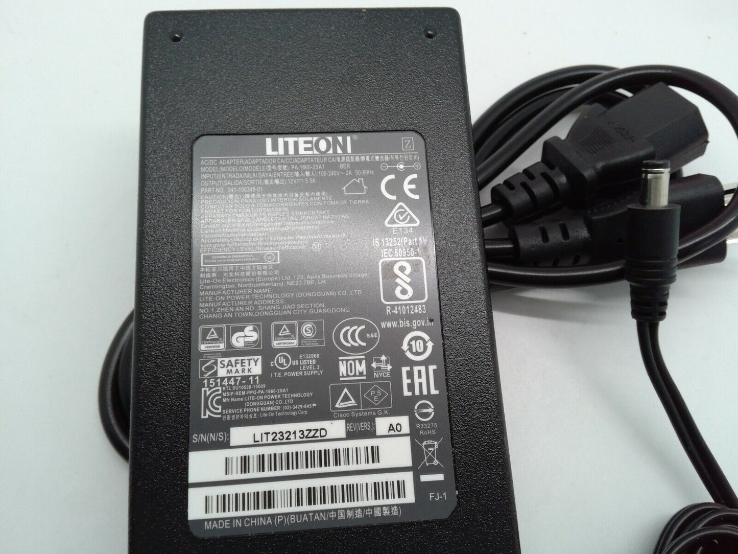 Liteon Cisco 12V 5.5A Power Supply PA-1660-2SA1 341-100345-01 AC Adapter