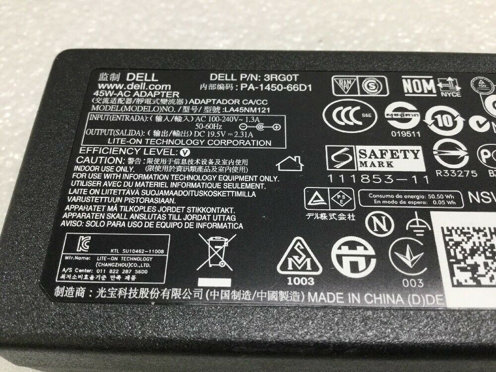 Genuine DELL 45W AC ADAPTER LA45NM121 3RG0T FA45NE1-00 JT9DM PA-1M10 Family