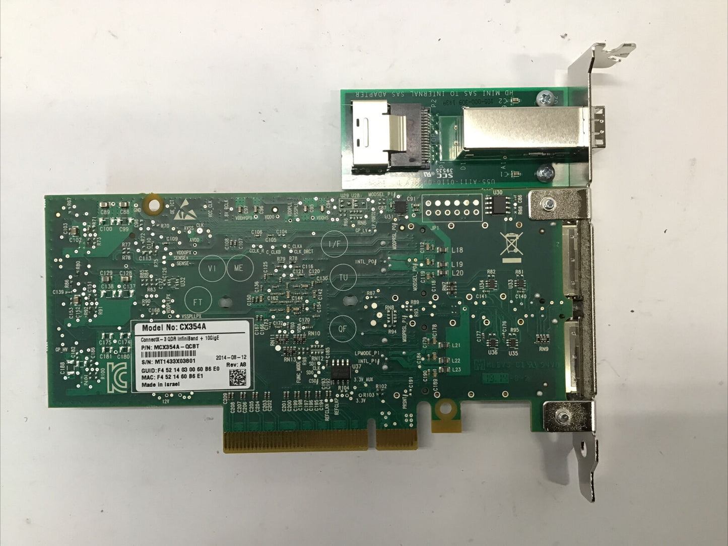 Mellanox MCX354A-QCBT SAS Exp Dual-Port 10GbE PCIe ConnectX-3 QDR Infiniband NIC