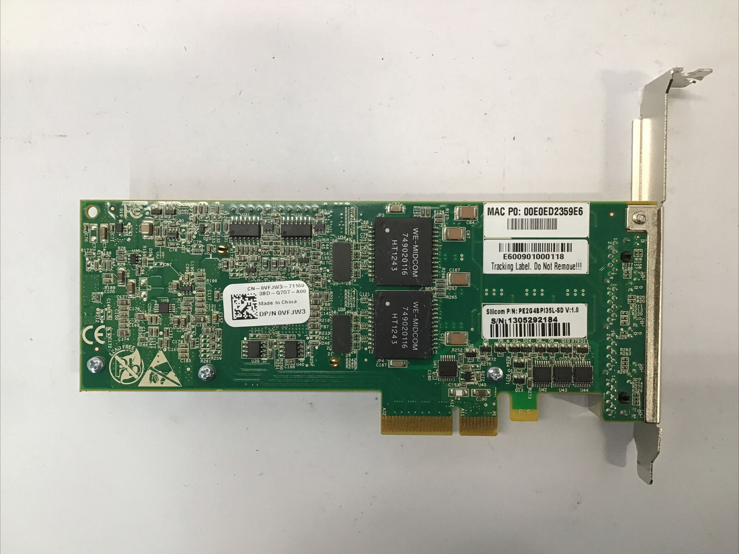 Dell PCI-E Quad Port PCIe x4 Gigabit Ethernet Network Bypass Adapter 0VFJW3