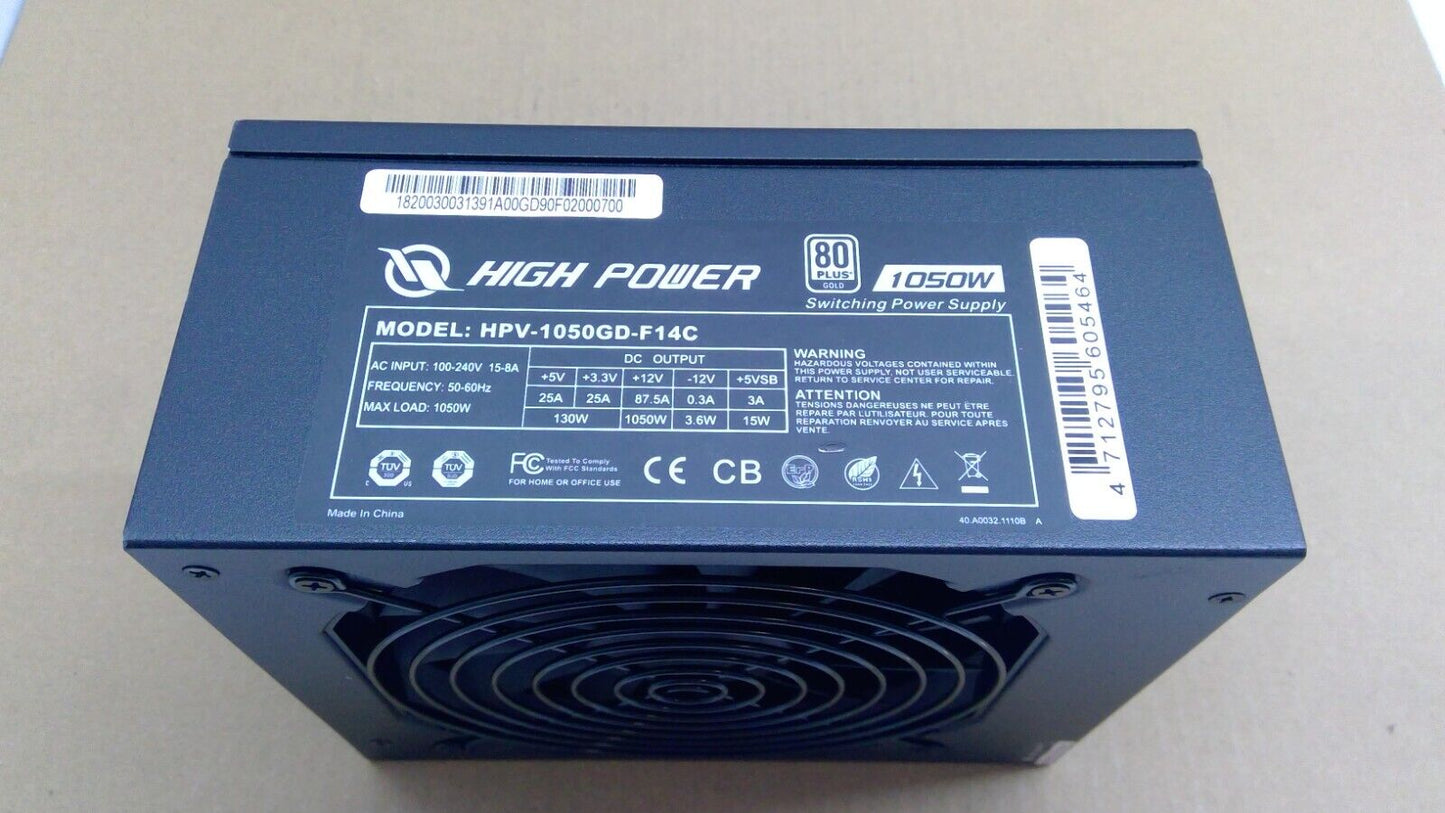 HIGH POWER HPV-1050GD-F14C 1050W ATX PSU Power Supply, Fully Modular 80+ Gold