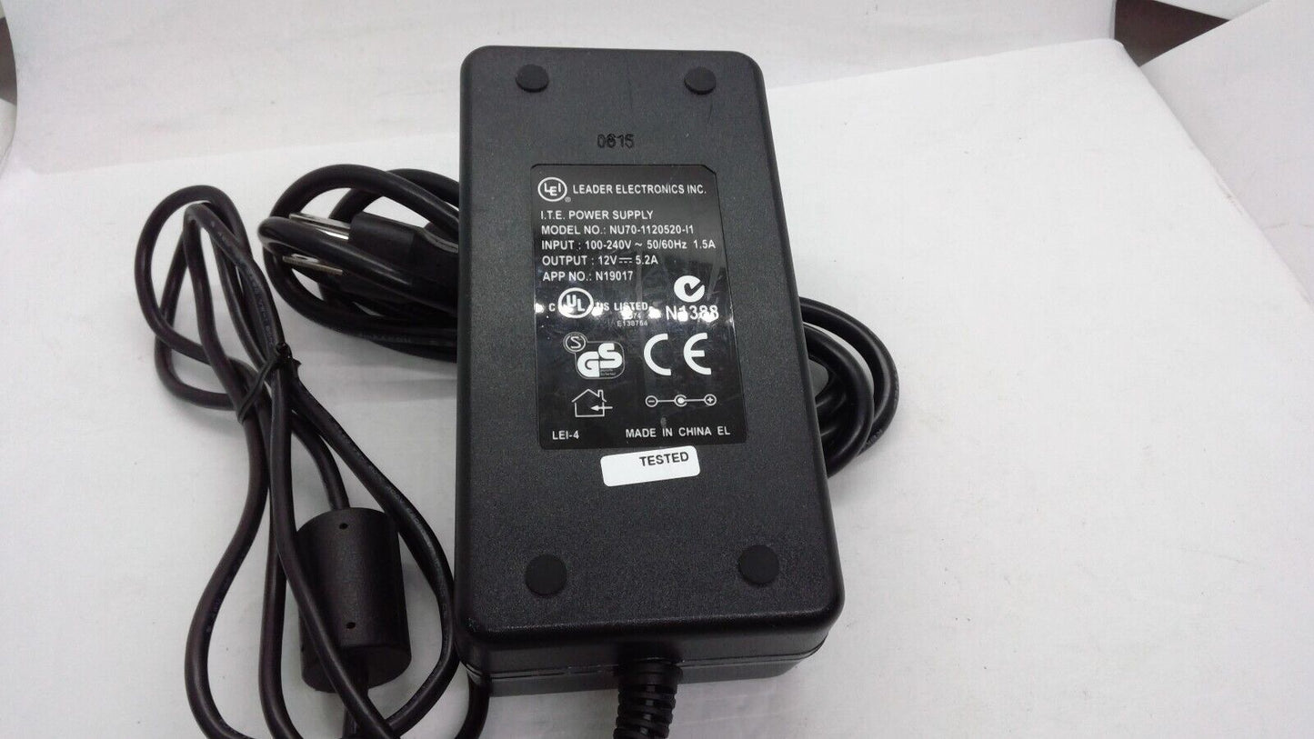 Genuine LEI NU70-1120520-I1 AC/DC Power Supply Adapter 12V 5.2A 62W OEM w/PC