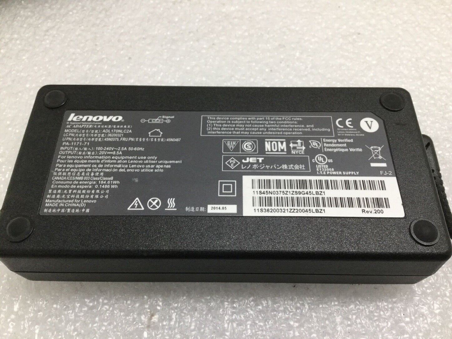 OEM Lenovo 170W 20V 8.5A Ac Adapter ADL170NlC2A ADL170NDC2A 45N0560 45N0372