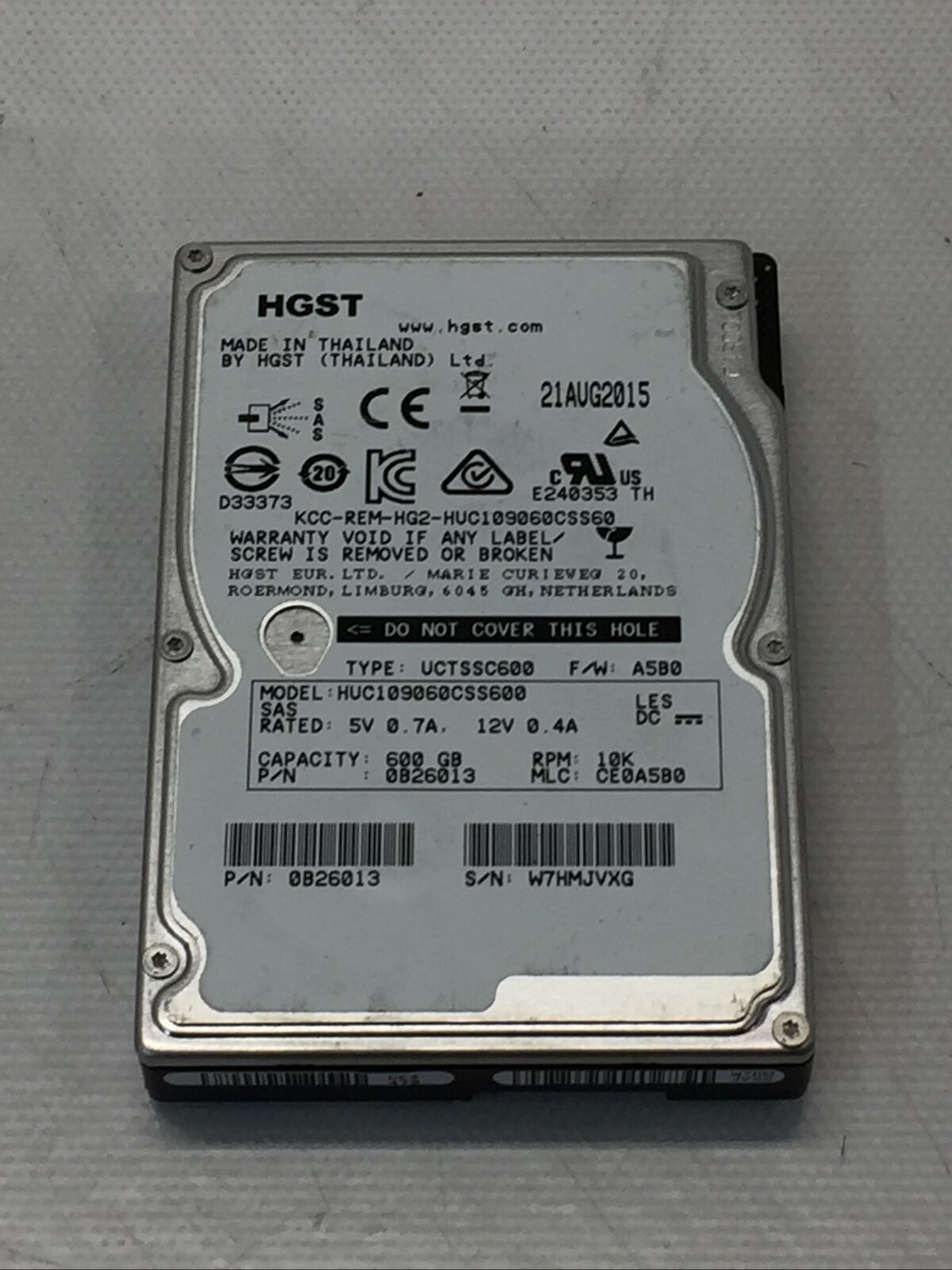 Hitachi 600GB HDD 10K SAS 2.5" 6Gb/s Hard Drive Server Dell HP HUC109060CSS600